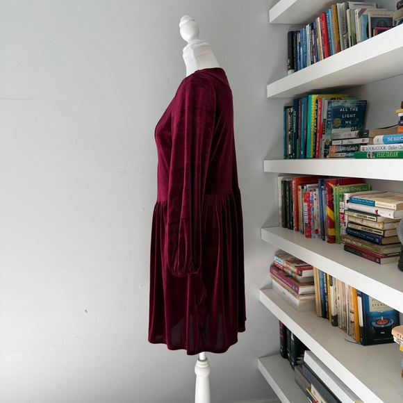 Amadi Anthropologie Amador Greta Velvet Tunic Dress Red Burgundy small - Picture 7 of 15